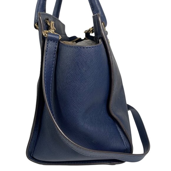 MICHAEL KORS Selma Navy Blue Saffiano Leather Medium Satchel Shoulder Bag - Picture 3 of 13